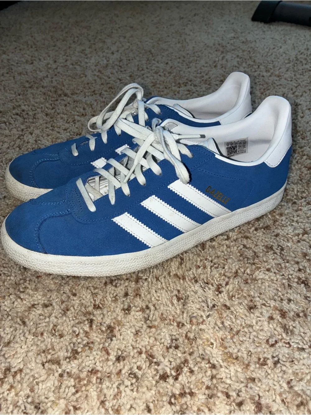 adidas Blue Suede Low-Top Sneakers with White Stripes